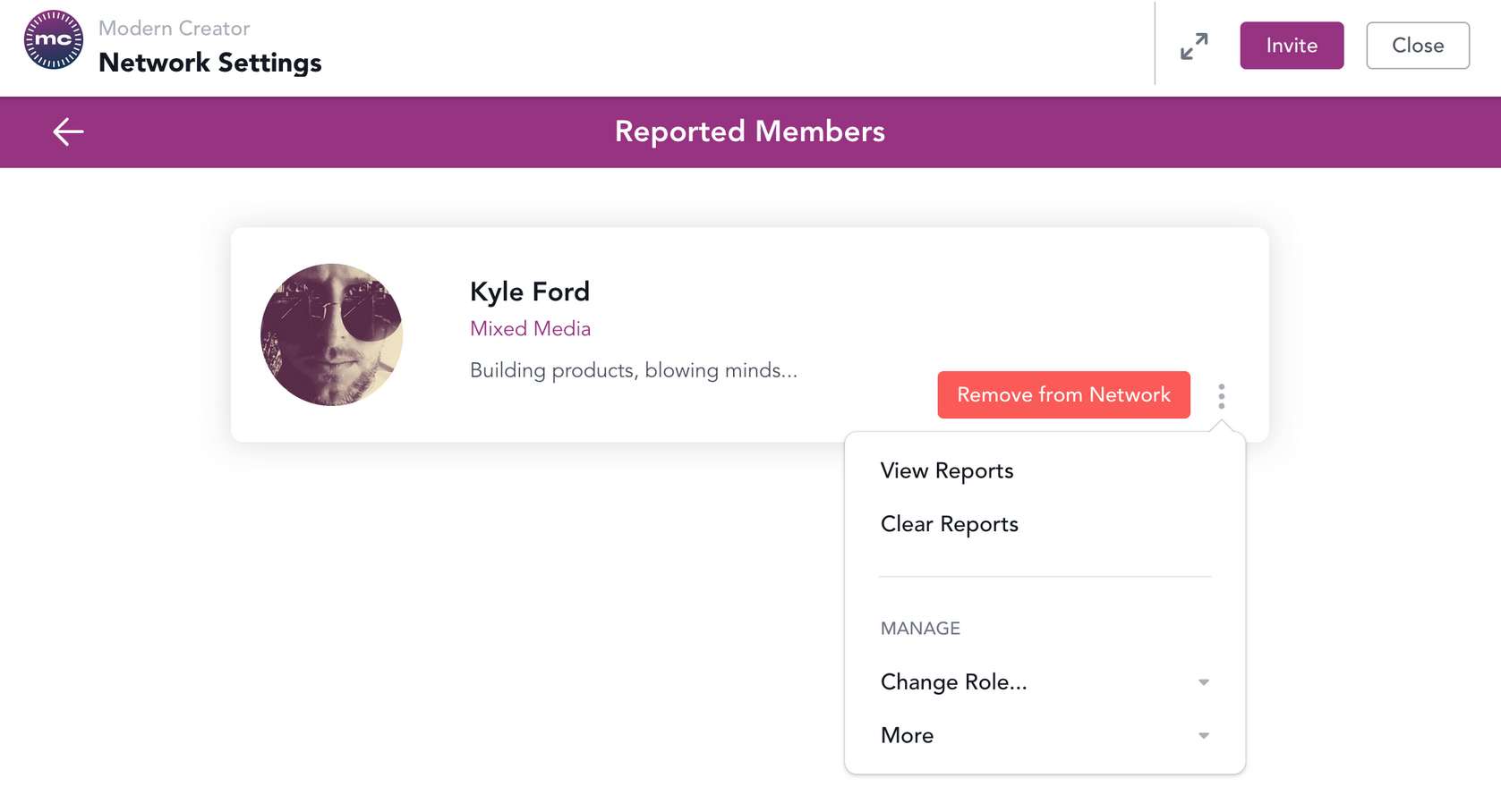 community moderation - remove member