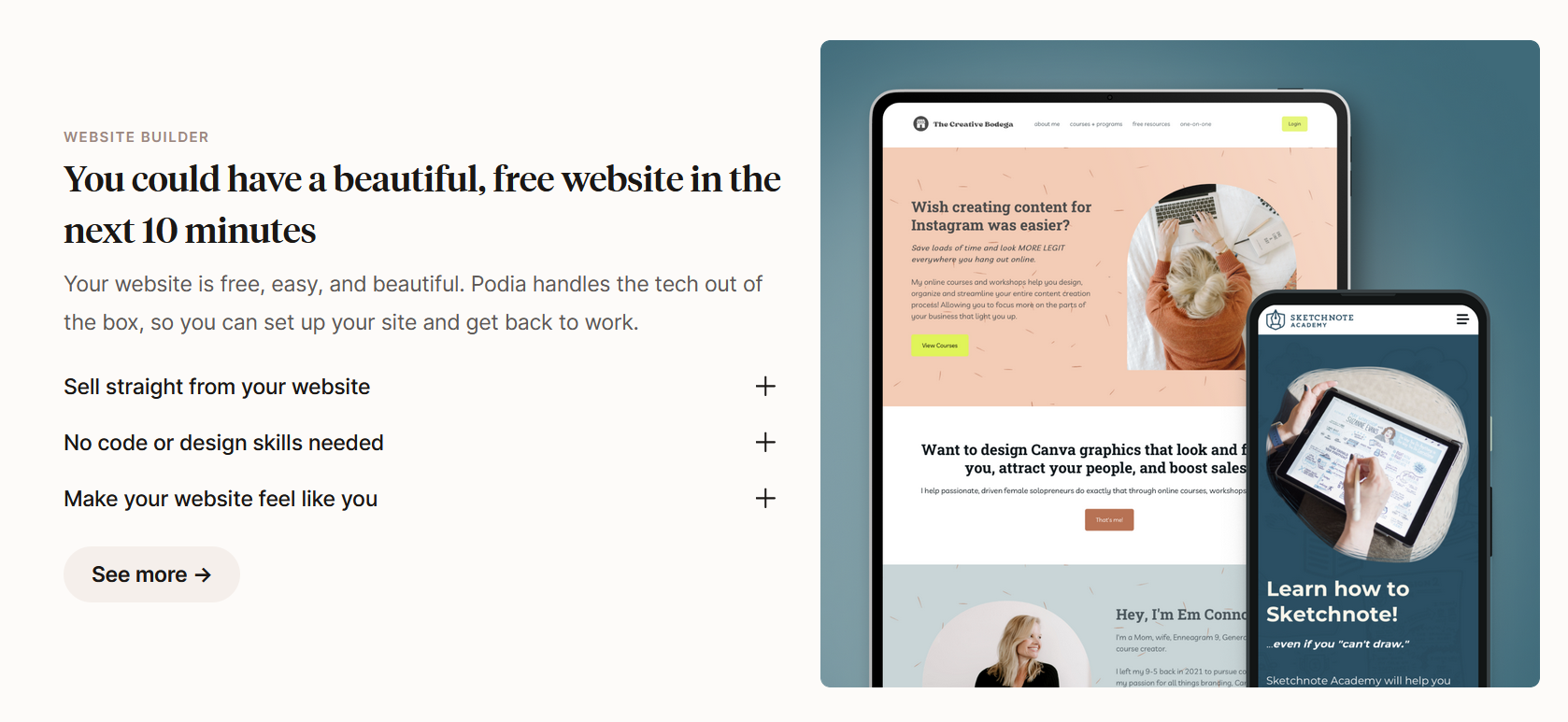 Podia website builder