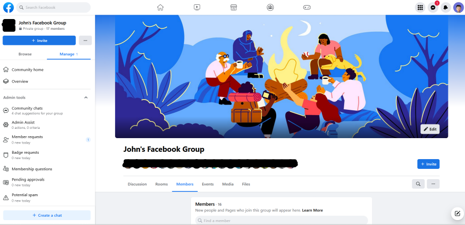 Step 1 Find the Members Section of your group.
